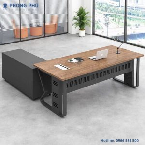 Bàn giám đốc chân sắt 1m6 Bernie kèm tủ BN1608