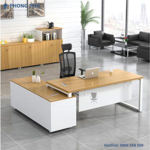 Bàn giám đốc chân sắt kèm tủ BDS01
